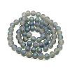 Faceted Electroplate Transparent Frosted Glass Round Beads Strands EGLA-F085-M-2