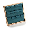 12-Slot Square Wooden Picture Frame Earring Orgainzer Holder with Microfiber Earring Display Cards EDIS-M003-01-2