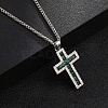 Brass Micro Pave Black Zirconia Cross Pendant Necklaces NJEW-M211-05D-P-2