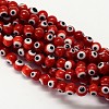 Handmade Evil Eye Lampwork Round Bead Strands LAMP-L055-6mm-10-1