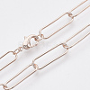 Brass Round Oval Paperclip Chain Necklace Making MAK-S072-06B-RG-1