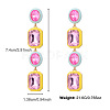 Zinc Alloy Enamel & Colorful Glass Rhinestone Stud Dangle Earrings FS-WGE1C08-01-1