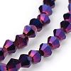 1 Strand Faceted Bicone Full Purple Electroplate Glass Beads Strands X-EGLA-J026-3mm-F17-3