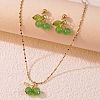 Cherry 304 Stainless Steel Glass Pendant Necklaces & Stud Dangle Earrings Sets WGB239D-03-1