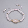 Natural Rose Quartz Braided Bead Bracelets BJEW-JB04210-01-1