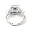 Clear Cubic Zirconia Rectangle Adjustable Ring RJEW-I087-11P-3