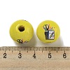Printed Wood European Beads WOOD-L020-D07-3