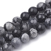 Synthetic Snowflake Obsidian Beads Strands G-R342-6mm-21-1