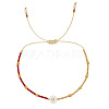 Glass Seed Beads Braided Bead Bracelets TY7987-17-1