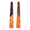 Transparent Resin & Walnut Wood Big Pendants RESI-N039-68G-3