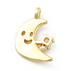 Moon with Smiling Face Brass Micro Pave Clear Cubic Zirconia Pendants KK-G425-07-3