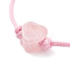 Natural Rose Quartz Heart Braided Cord Bracelet BJEW-JB07685-02-4