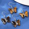 Natural Tiger Eye Brass Dangle Earrings EJEW-M081-01P-03-1