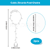 2Pcs Brass Clear Cubic Zirconia Box Chain Bracelets for Women BJEW-BBC0001-09S-2