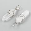 Natural Quartz Crystal Double Terminated Pointed Pendants G-J062-05P-3