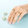 6Pcs 6 Styles Brass Micro Pave Clear Cubic Zirconia Cuff Rings RJEW-LS0001-44G-6