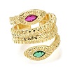 Rack Plating Brass Micro Pave Cubic Zirconia Open Cuff Rings for Women RJEW-M022-01G-01-2