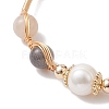 Natural Moonstone Round Beaded Cuff Bangle BJEW-JB10113-01-3