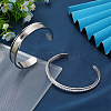 2Pcs 2 Styles C-Shaped 201 Stainless Steel Grooved Cuff Bangles STAS-SC0008-02-4
