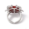 Natural Red Jasper Crab Open Cuff Ring RJEW-I090-01P-03-3