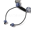 10mm Round Natural Blue Spot Jasper Braided Bead Bracelets BJEW-C067-01C-15-4