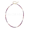 3.5MM Faceted Round Natural Amethyst & Rhodonite and Potato Natural Pearl Beaded Necklaces with 304 Stainless Steel End Chains NJEW-JN05974-02-3