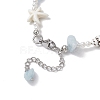Summer Natural Dyed Aquamarine & Round White Jade & Natural Sea Shell & Shell Pearl & Synthetic Turquoise Starfish Beaded Anklets AJEW-AN00693-5