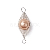 Copper Wire Wrapped Shell Pearl Connector Charms PALLOY-JF03114-01-3