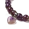 Natural Rhodonite Beads Charm Bracelets BJEW-K164-B09-4