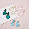4 Pairs 4 Colors Alloy Enamel Flat Round Dangle Stud Earrings for Women EJEW-FI0002-65-5