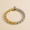 Duo Tone 304 Stainless Steel Ball Charm Round Beaded Bracelets for Women WGBF083-01-1