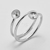 Anti-Tarnish Rhodium Plated 925 Sterling Silver Finger Design Ring Mounts Fittings with Pearl Seat STER-A070-040-1