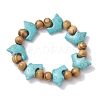 Beach Dolphin Dyed Synthetic Turquoise Stretch Bracelets BJEW-JB10292-02-2