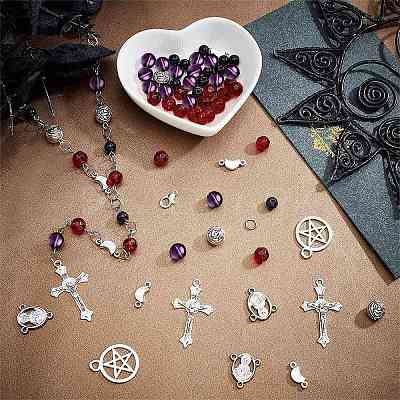 DIY Catholic Rosary Beads Necklace Making Kits DIY-AR0002-65-1