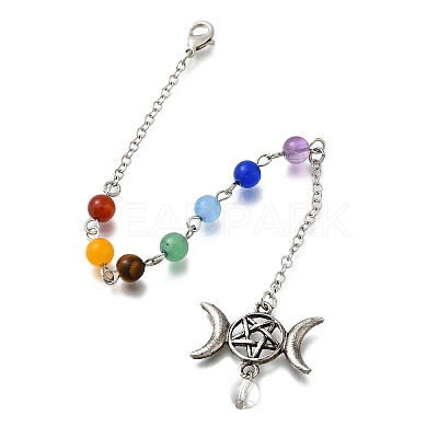 Chakra Natural Red Agate & Tiger Eye & Amethyst & Dyed Jade Dowsing Pendulums G-M447-04ASP-1