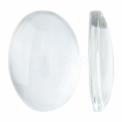 Transparent Oval Glass Cabochons X-GGLA-R022-18x13-1