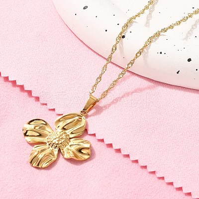 Summer Beach 304 Stainless Steel Pendant Rope Chain Necklaces for Women STAS-Z108-01G-06-1