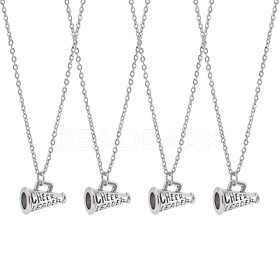 4Pcs Brass Enamel Trumpet Pendant Necklaces for Women NJEW-PH0001-58AS-1