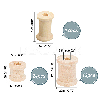 48Pcs 3 Style Schima Wood Sewing Embroidery Thread Spool ODIS-PH0001-41-1