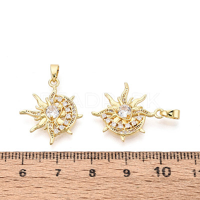 Brass Micro Pave Clear Cubic Zirconia Pendants KK-N259-08G-1