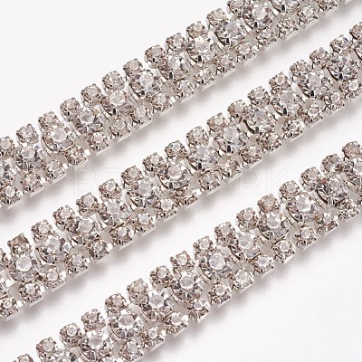 Brass Rhinestone Strass Chains CHC-WH0001-01P-1