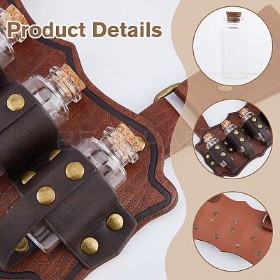 PU Leather Bag with 4Pcs Cork Glass Bottles FIND-WH0366-420A-1