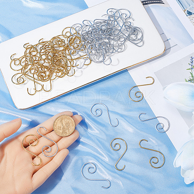 200Pcs 2 Colors Iron S-Hook Clasps FIND-SP0002-32-1