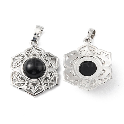 Natural Obsidian Pendants X-G-P498-02P-02-1