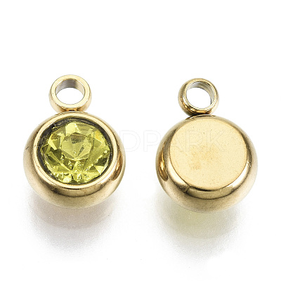 PVD Vacuum Plating 201 Stainless Steel Rhinestone Charms X-STAS-S068-11G-1