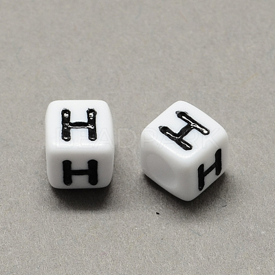 Large Hole Acrylic Letter European Beads SACR-Q103-7mm-01H-1