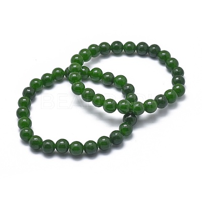 Natural TaiWan Jade Bead Stretch Bracelets BJEW-K212-C-019-1