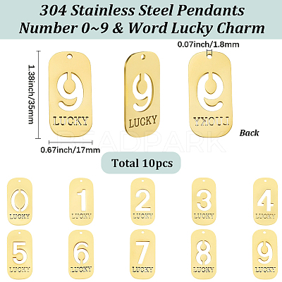 10Pcs 304 Stainless Steel Pendants STAS-SC0021-58G-1