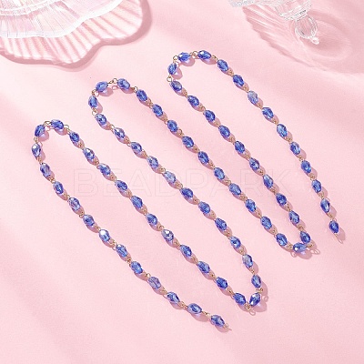Oval Glass Beaded Link Chains AJEW-JB01471-1