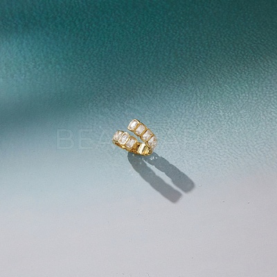 304 Stainless Steel Pave Cubic Zirconia Cuff Open Rings for Women SA-CBAABBA-05G-1